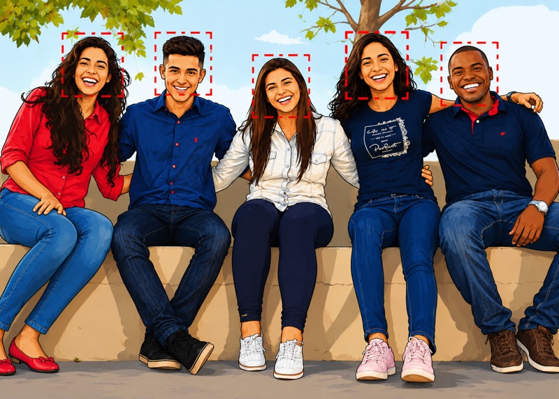 AI Face Detection in a Group Photo