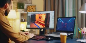 Male developer typing on keyboard