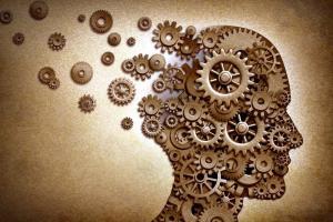 Human head made of machine gear