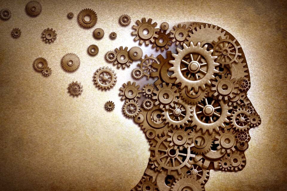 Human head made of machine gear