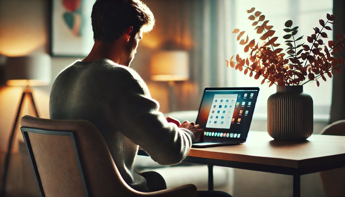 Focused Productivity: A Man at Work