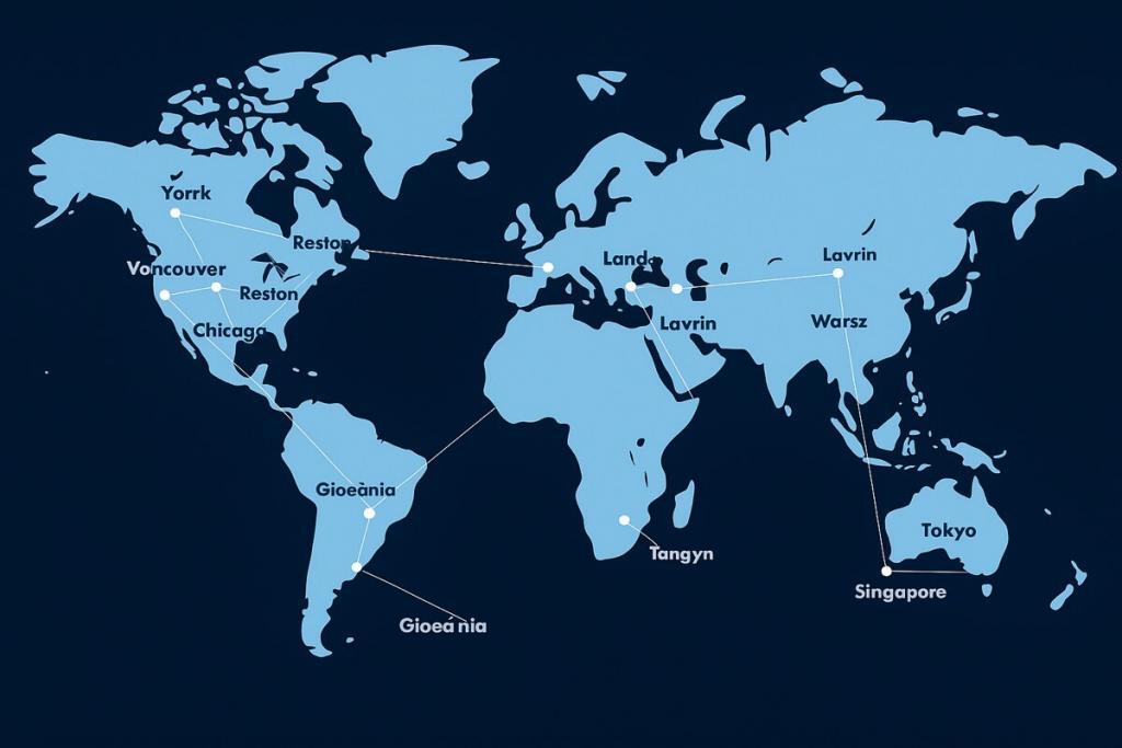 Global Network Connections Map