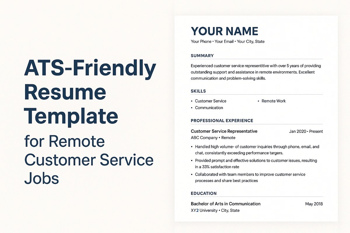 ATS-Friendly Resume Template for Remote Customer Service Jobs