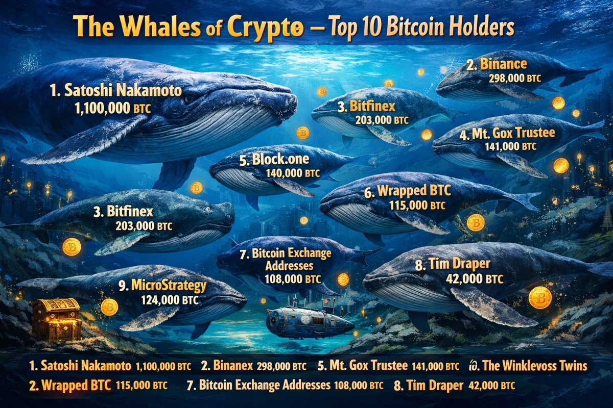 The Whales of Crypto: Top 10 Bitcoin Holders