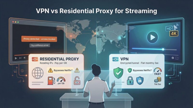 Residential Proxy vs VPN for Streaming: Why Netflix Blocks Shared IPs and What Actually Works