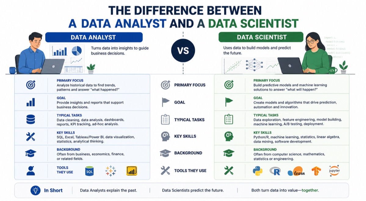 The Difference Between a Data Analyst and a Data Scientist