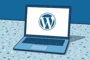 WordPress Workspace Cartoon Illustration