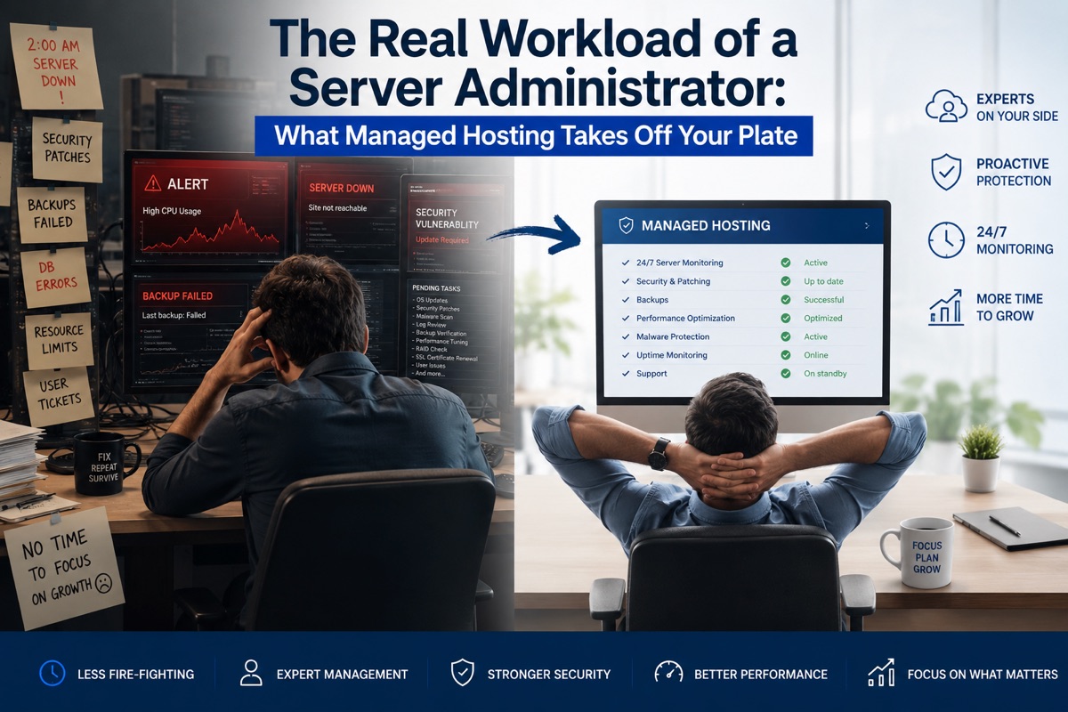 The Real Workload of a Server Administrator: What Managed Hosting Takes Off Your Plate