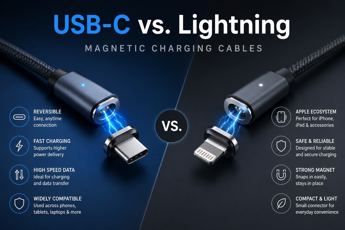 USB-C vs. Lightning Magnetic Charging Cables
